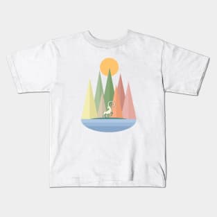 Goat in Nature Landscape Collage Kids T-Shirt